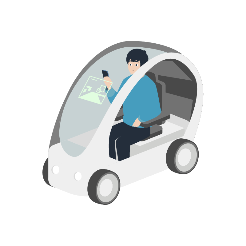 自動運転車に乗る人のイラスト 素材