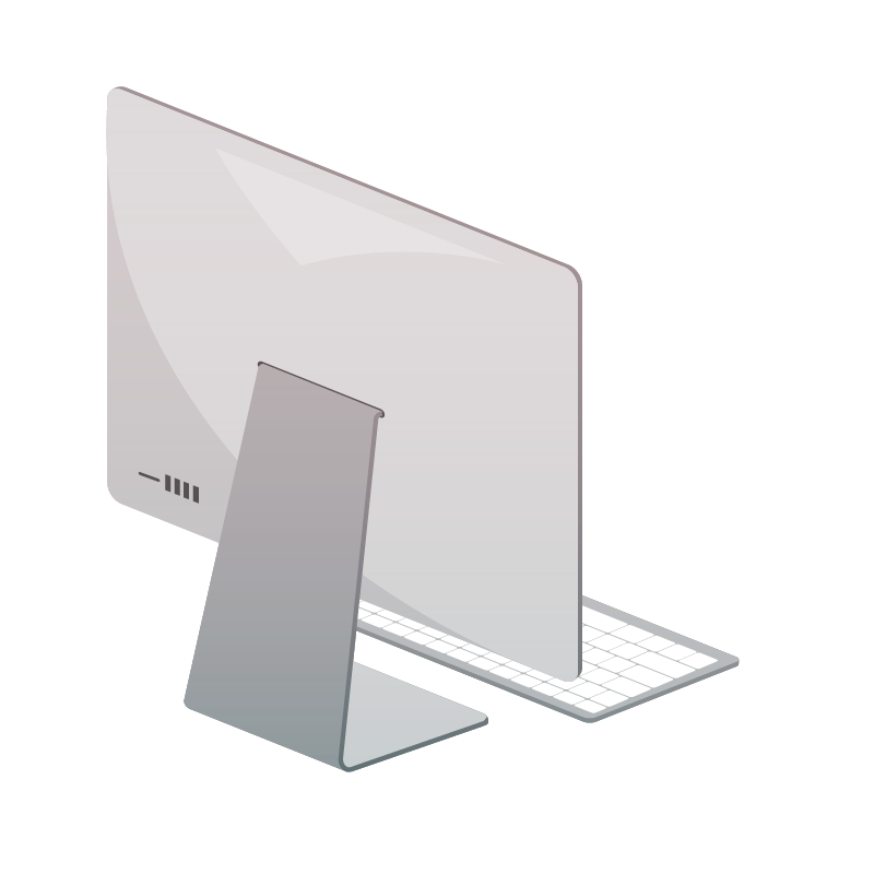 デスクトップ 一体型PC 裏面 のイラスト 素材